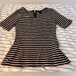 H&M Black and White Striped Fitted Blouse